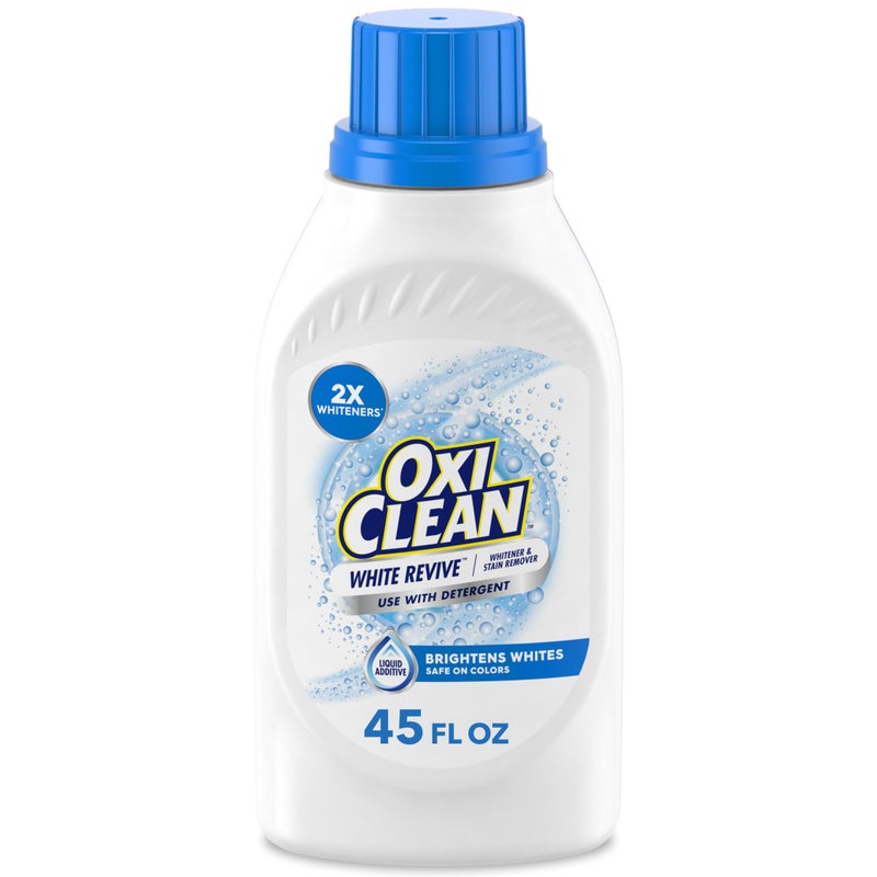 OxiClean White Revive Whitener & Stain Remover Liquid Additive, Water-Activated Oxygen Bleach for Laundry, 45 fl oz - Image 1